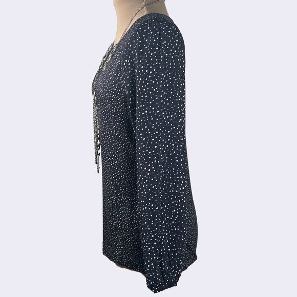 Ann Taylor Loft Navy Blue Mod Polka Dot Blouse - Picture 4 of 9